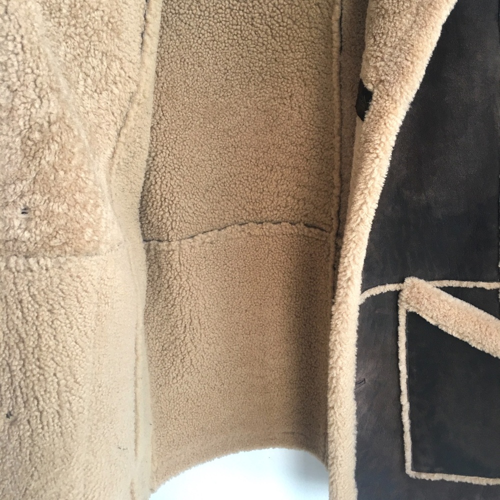 Cole Haan Leather Shearling brown Long Jacket - Picture 7 of 8